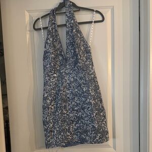 Blue sequin Halter Neck Dress